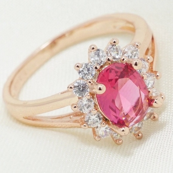 18 Carat Rose Gold Plated Cranberry Ring - Picture 4 of 7